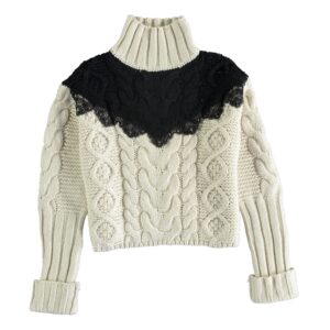 Maglione bianco/ beige collo alto Zara