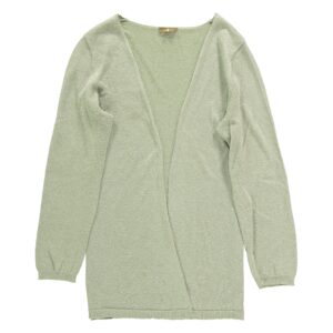 Cardigan senza bottoni verde salvia metallizzato Surkana