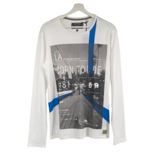 Maglia manica lunga bianca con stampa Guess