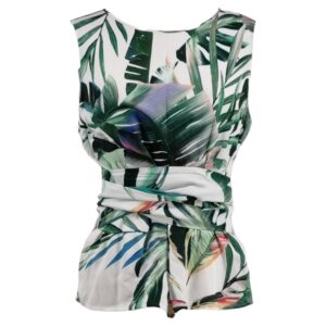 Maglia senza maniche bianca e verde tema floreale MYF Fausta Santi